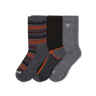 Pacas Mens Alpaca Lightweight Crew 3-Pack Socks  -  Large/X-Large / Variegated Stripe Charcoal/Stripe Sole Black-Orange/Solid Charcoal