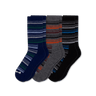 Pacas Mens Alpaca Lightweight Crew 3-Pack Socks  -  Medium/Large / Variegated Stripe Navy/Variegated Stripe Charcoal/Variegated Stripe Black