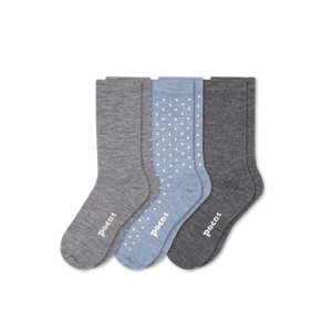 Pacas Womens Lightweight Alpaca Crew 3-Pack Socks  -  Small/Medium / Basic & Dot