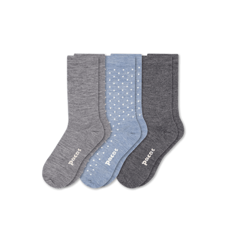 Pacas Womens Lightweight Alpaca Crew 3-Pack Socks  -  Small/Medium / Basic & Dot