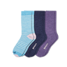 Pacas Womens Lightweight Alpaca Crew 3-Pack Socks  -  Small/Medium / Blue Stripes/Navy/Purple