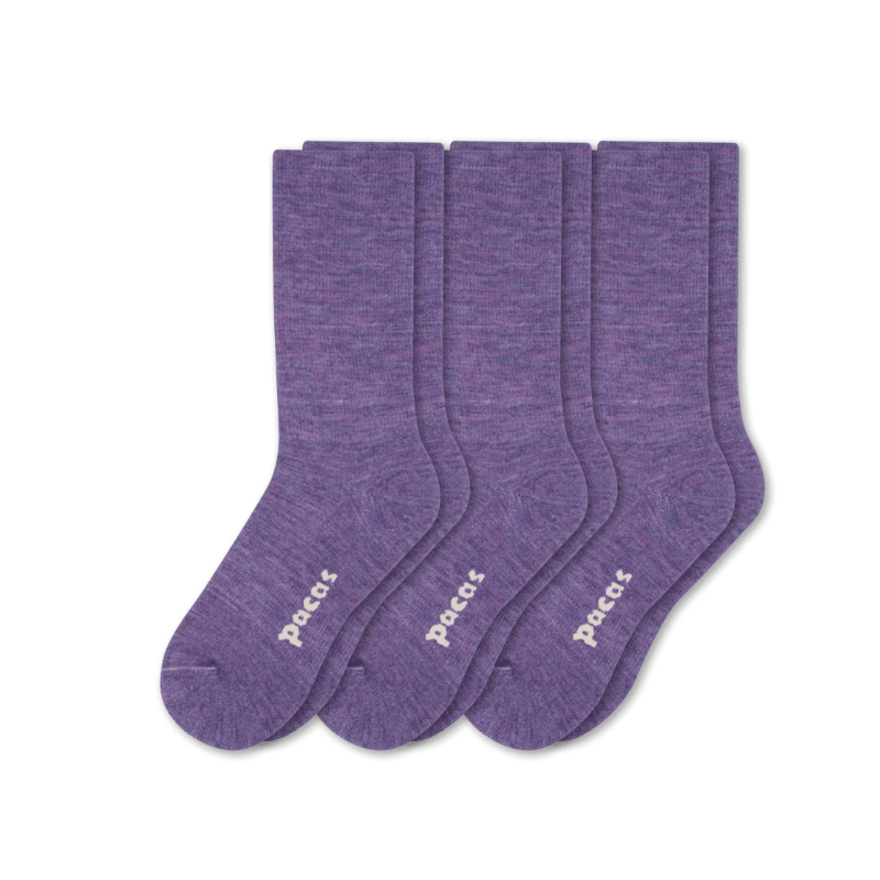 Pacas Womens Lightweight Alpaca Crew 3-Pack Socks  -  Medium/Large / Purple