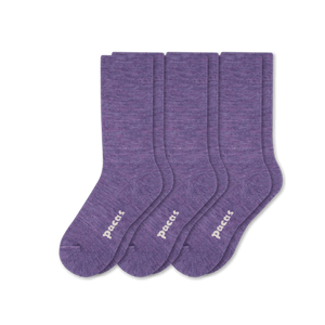 Pacas Womens Lightweight Alpaca Crew 3-Pack Socks  -  Medium/Large / Purple