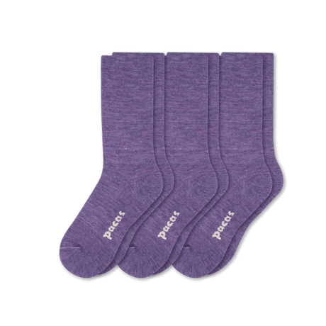 Pacas Womens Lightweight Alpaca Crew 3-Pack Socks  -  Medium/Large / Purple