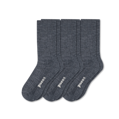 Pacas Womens Lightweight Alpaca Crew 3-Pack Socks  -  Small/Medium / Charcoal