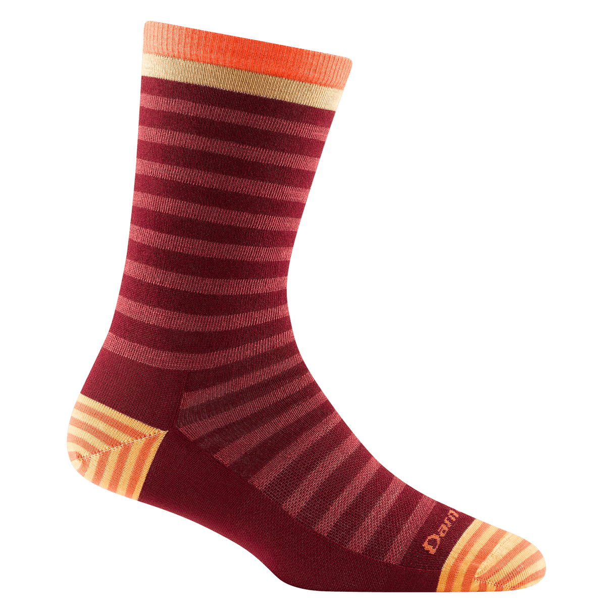 Darn Tough Womens Morgan Crew Lightweight Lifestyle Socks - Clearance  -  Small / Burgundy