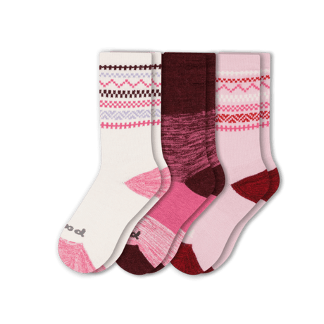 Pacas Womens Alpaca Crew 3-Pack Socks  -  Small/Medium / Multi-Pink