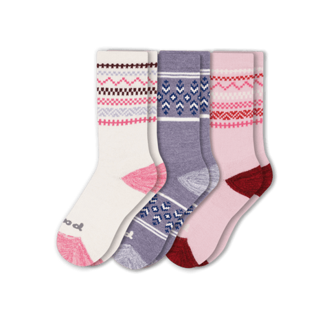 Pacas Womens Alpaca Crew 3-Pack Socks  -  Medium/Large / Multi-Pink & Purple