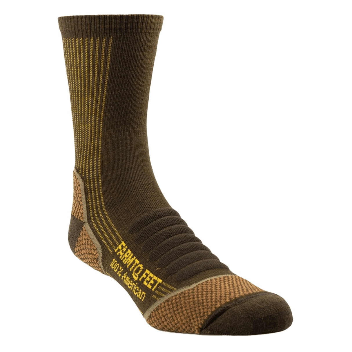 Farm to Feet Damascus Light Cushion 3/4 Crew Hiking Socks  -  Medium / Turkish Coffee