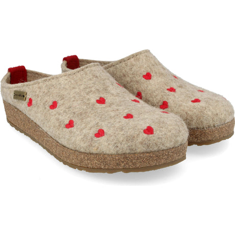 Haflinger Womens Cuoricini Wool Clogs  -  36 / Beige