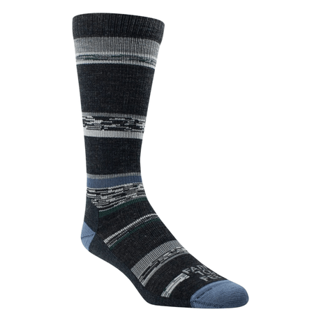 Farm to Feet King No Cushion Crew Socks  -  Medium / Charcoal/Wooly Blue