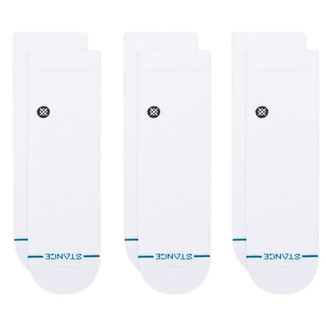 Stance Icon Quarter 3-Pack Socks  -  Medium / White