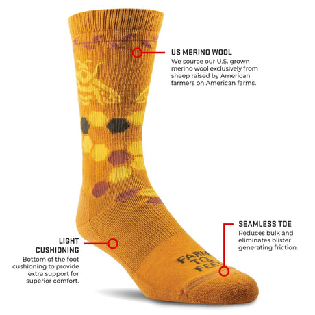 Farm to Feet Womens Ashland Everyday Light Cushion Crew Socks  - 