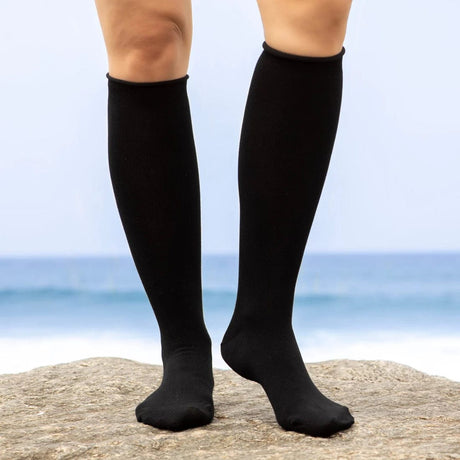 Bambukas Midnight Black Knee-High Solids Socks  -  Medium / Midnight Black