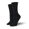 Bambukas Womens Black Roll-Top Socks  -  One Size Fits Most / Solid Black