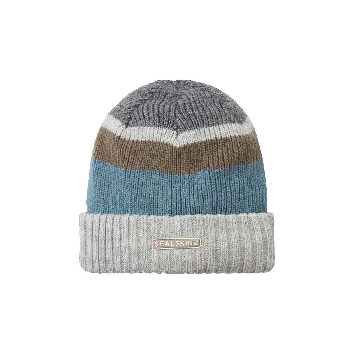 Sealskinz Cromer Waterproof Cold Weather Roll Cuff Striped Beanie  -  Small / Cream