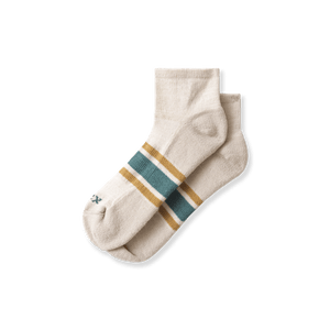 Ibex Lightweight Performance 1/4 Socks  -  Small / Cream/Green/Cork