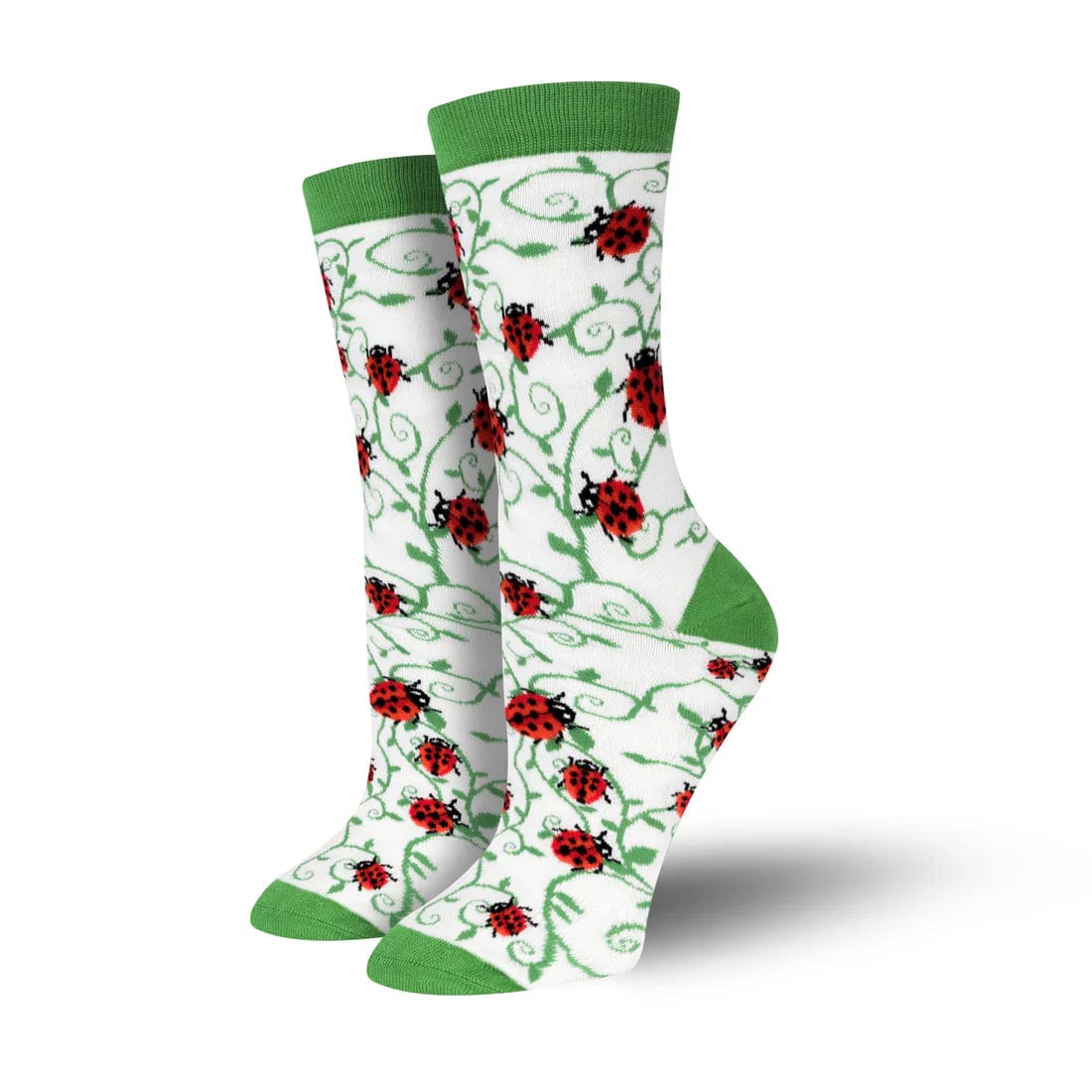 Bambukas Lucky Ladybug Womens Crew Socks  -  One Size Fits Most / Ladybug