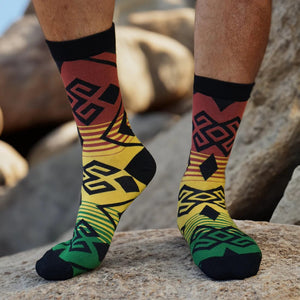 Bambukas Reggae Vibes Tribal Mens Crew Socks  -  One Size Fits Most / Tribal