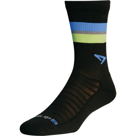 Drymax Running Lite Mesh Crew Socks  -  Small / Black w/ Skyblue/Lime/Dark Gray Stripes