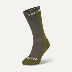 Sealskinz Starston Waterproof Cold Weather Mid Length Socks  -  Small / Olive