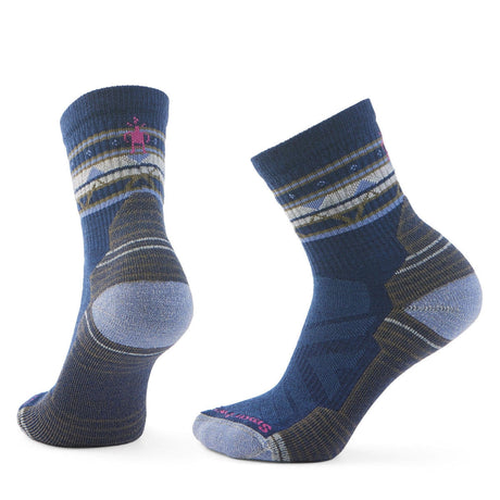 Smartwool Womens Hike Zig Zag Valley Mid Crew Socks  -  Small / Alpine Blue