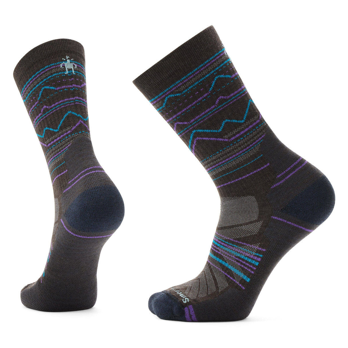 Smartwool Hike Light Cushion Mountain Range Pattern Crew Socks  -  Medium / Chestnut