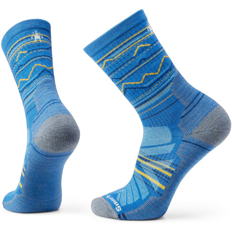 Smartwool Hike Light Cushion Mountain Range Pattern Crew Socks  -  Medium / Laguna Blue