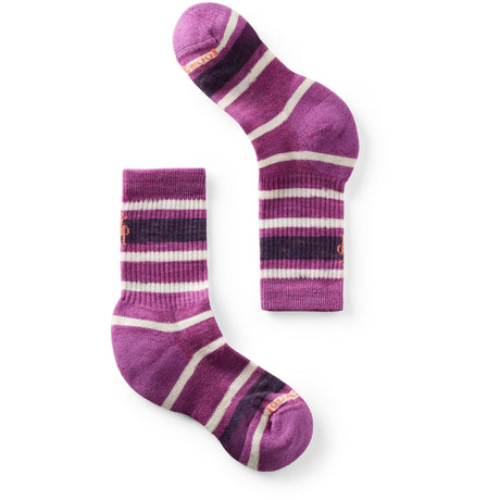 Smartwool Kids Hike Light Cushion Striped Crew Socks  -  Small / Meadow Mauve