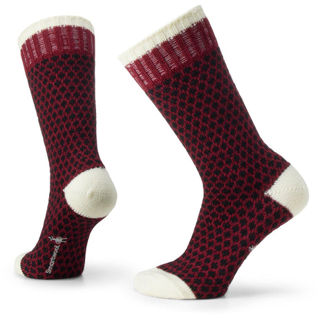 Smartwool Womens Everyday Popcorn Polka Dot Crew Socks  -  Small / Tibetan Red