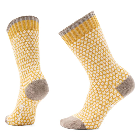 Smartwool Womens Everyday Popcorn Polka Dot Crew Socks  -  Small / Honey Gold