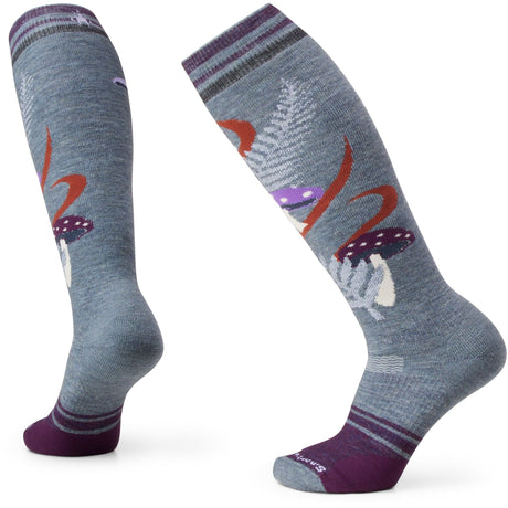 Smartwool Womens Snowboard Full Cushion Fungi Fabulous Over-The-Calf Ski Socks  -  Small / Pewter Blue