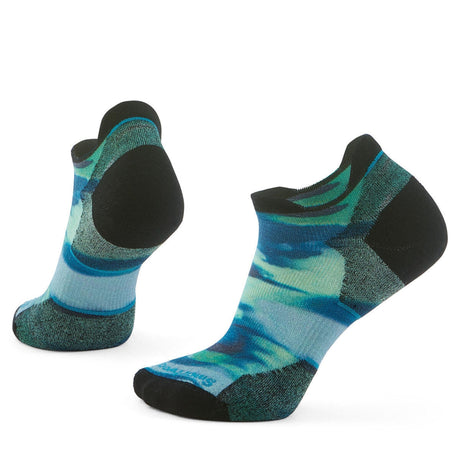 Smartwool Womens Run Targeted Cushion Brushed Print Low Ankle Socks  -  Small / Frosty Green