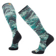 Smartwool Ski Targeted Cushion Green Slopes Print Over-the-Calf Socks  -  Medium / Black