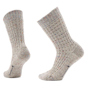 Smartwool Everyday Cozy Waffle Press Crew Socks  -  Small / Taupe/Natural Marl