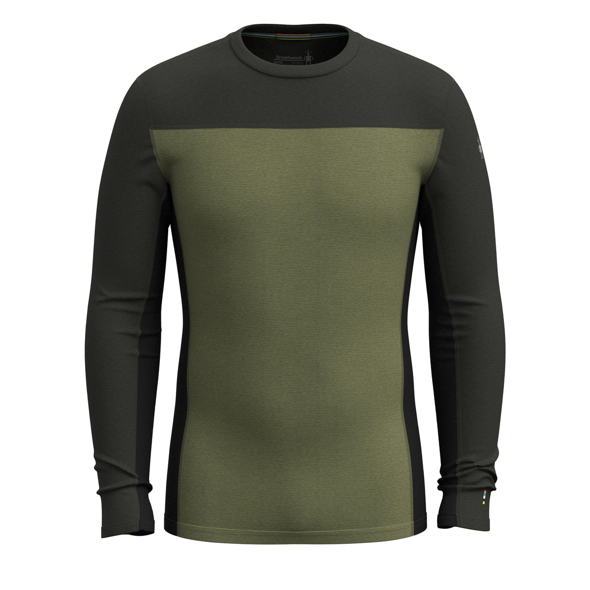 Smartwool Mens Classic Thermal Merino Base Layer Colorblock Crew  -  Small / Winter Moss/North Woods