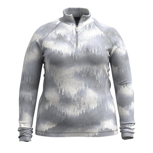 Smartwool Womens Classic Thermal Merino Base Layer 1/4 Zip Plus  -  1X / Light Gray Foggy Pines