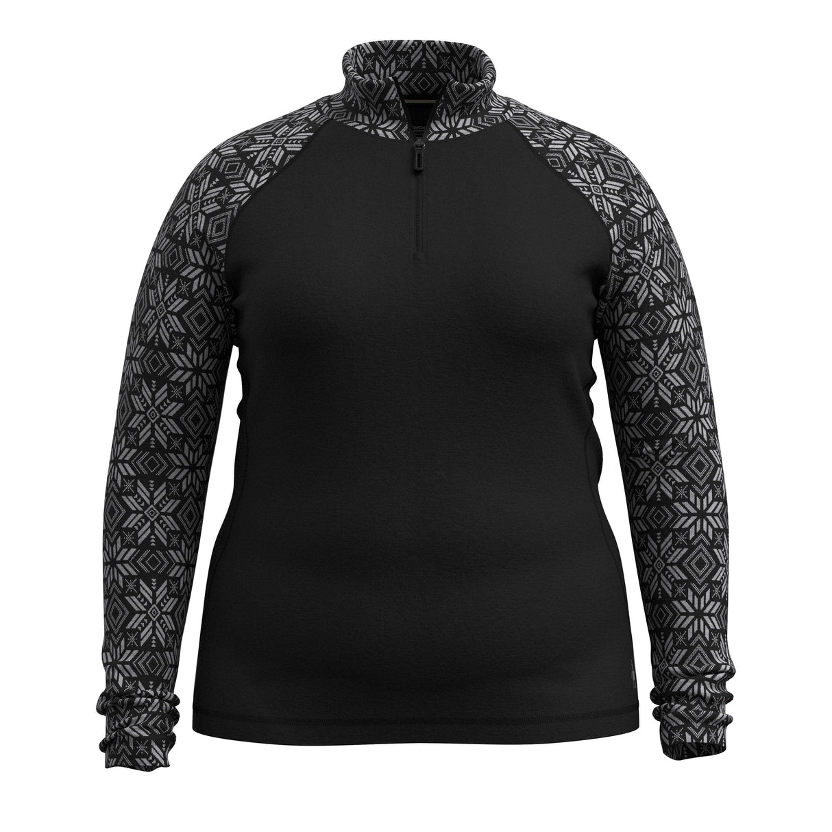 Smartwool Womens Classic Thermal Merino Base Layer 1/4 Zip Plus  -  1X / Black Digi Snow