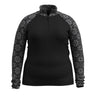 Smartwool Womens Classic Thermal Merino Base Layer 1/4 Zip Plus  -  1X / Black Digi Snow