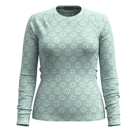 Smartwool Womens Classic Thermal Merino Base Layer Crew  -  X-Small / Arctic Green Digi Snow