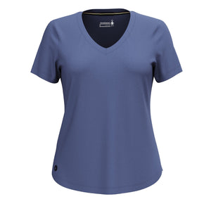 Smartwool Womens Active Ultralite V-Neck Short Sleeve  -  Small / Nightfall Blue