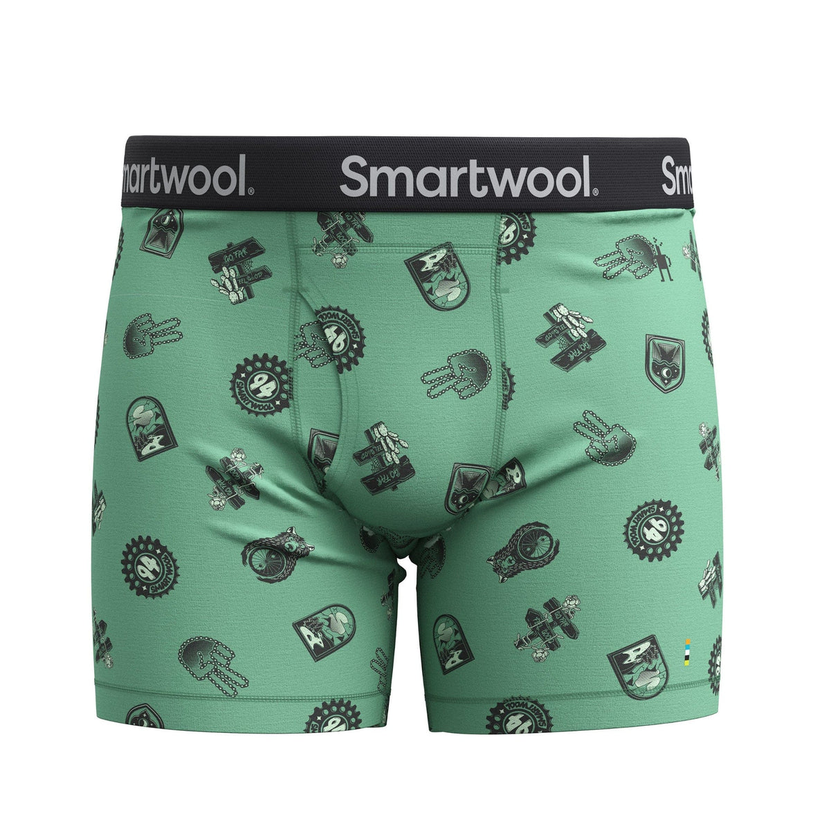 Smartwool Mens Merino Print Boxer Brief  -  Medium / Zen Green Trail Ride