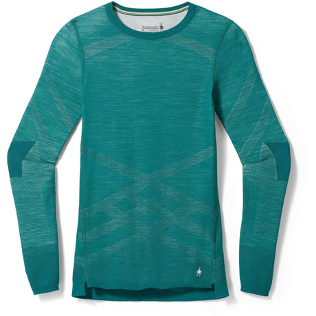 Smartwool Womens Intraknit Thermal Merino Base Layer Crew  -  X-Small / Emerald/White