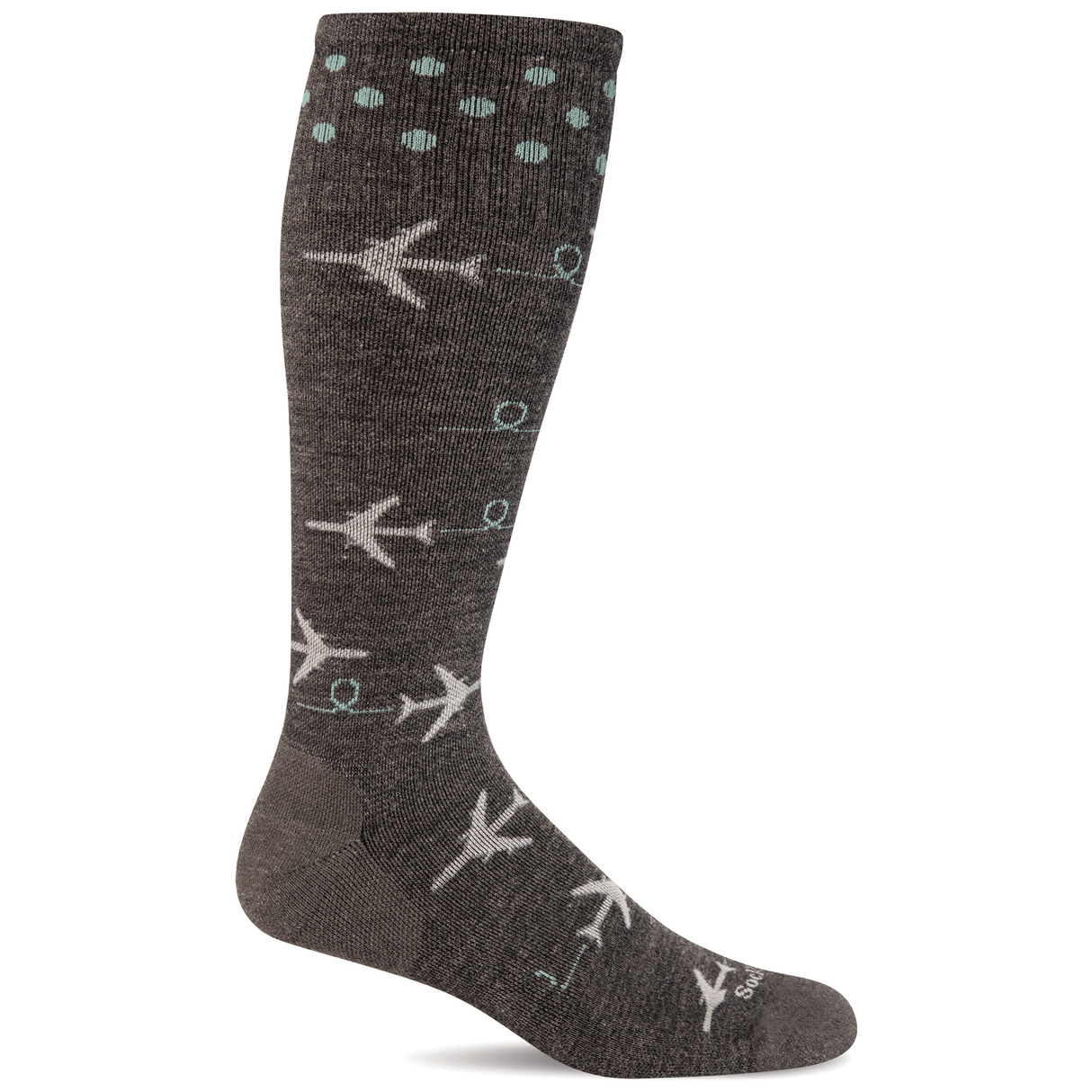 Sockwell Womens In Flight Fun Moderate Compression Socks  -  Small/Medium / Charcoal