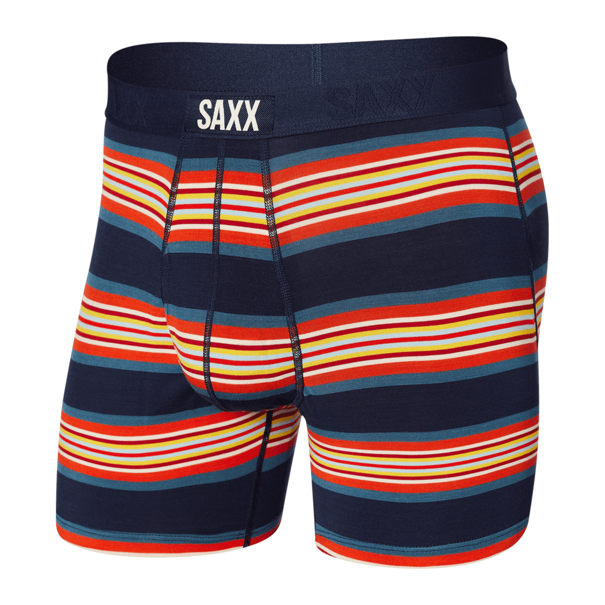 SAXX Mens Ultra Boxer Fly  -  Large / Navy Banner Stripe