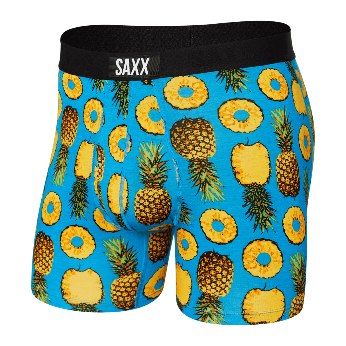 SAXX Mens Ultra Boxer Fly  -  Small / Polka Pineapple - Blue