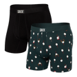 SAXX Mens Ultra Super Soft Boxer Brief 2-Pack  -  Small / Christmas Tree/Black