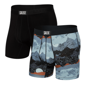 SAXX Mens Ultra Super Soft Boxer Brief 2-Pack  -  Small / Peak Winter/Black