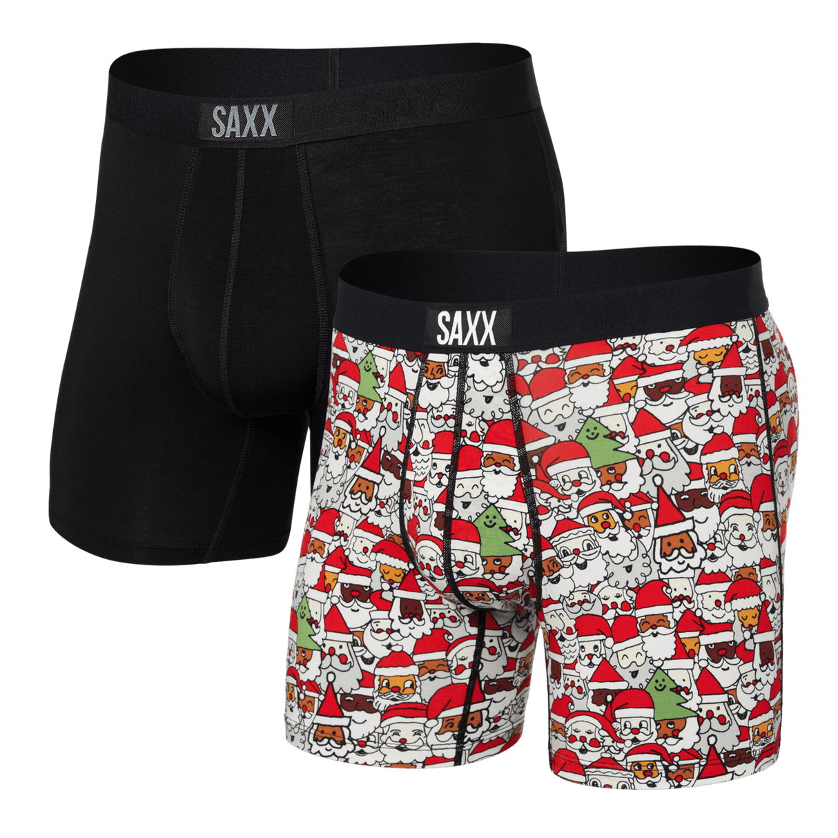 SAXX Mens Vibe Modern Fit Boxer 2-Pack  -  Small / All the Santas/Black