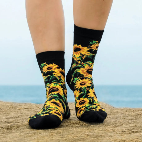 Bambukas Solar Bloom Sunflower Womens Crew Socks  -  One Size Fits Most / Sunflowers